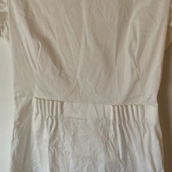 Theory Carrian Precise Peplum Stretch Cotton Pleated White Blouse Size S - Picture 5 of 13